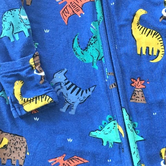 Angel Dear 2-way blue zipper footie with dinosaurs - Picture 2 of 2